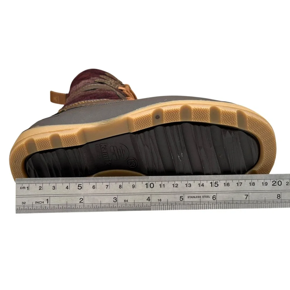 Kamik Little Girls High-Top Vegan Boots Size 13 Brown-Plaid Waterproof Insulated